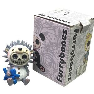 Furrybones Hedrick Hedgehog Skeleton Figurine with Blue Balloon Dog